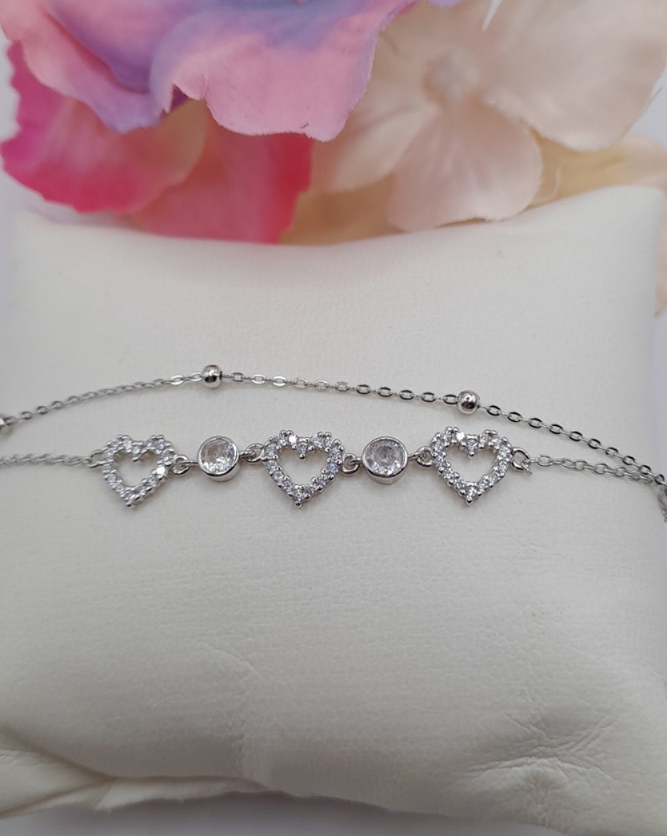 Imagem de Pulseira em Prata dupla com zirconias 