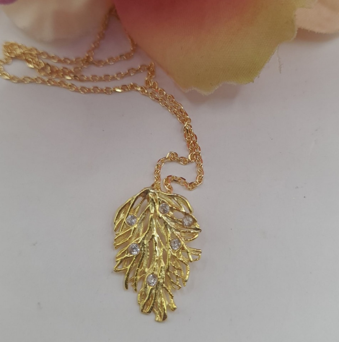 Imagem de Colar em Prata dourada 45cm com zirconias 