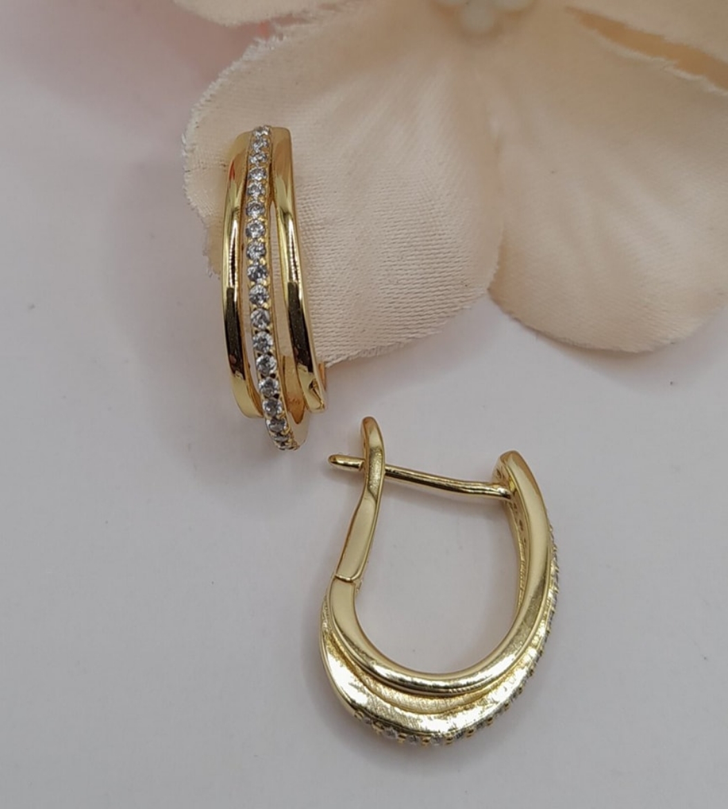 Imagem de Brincos em Prata dourada com zirconias 