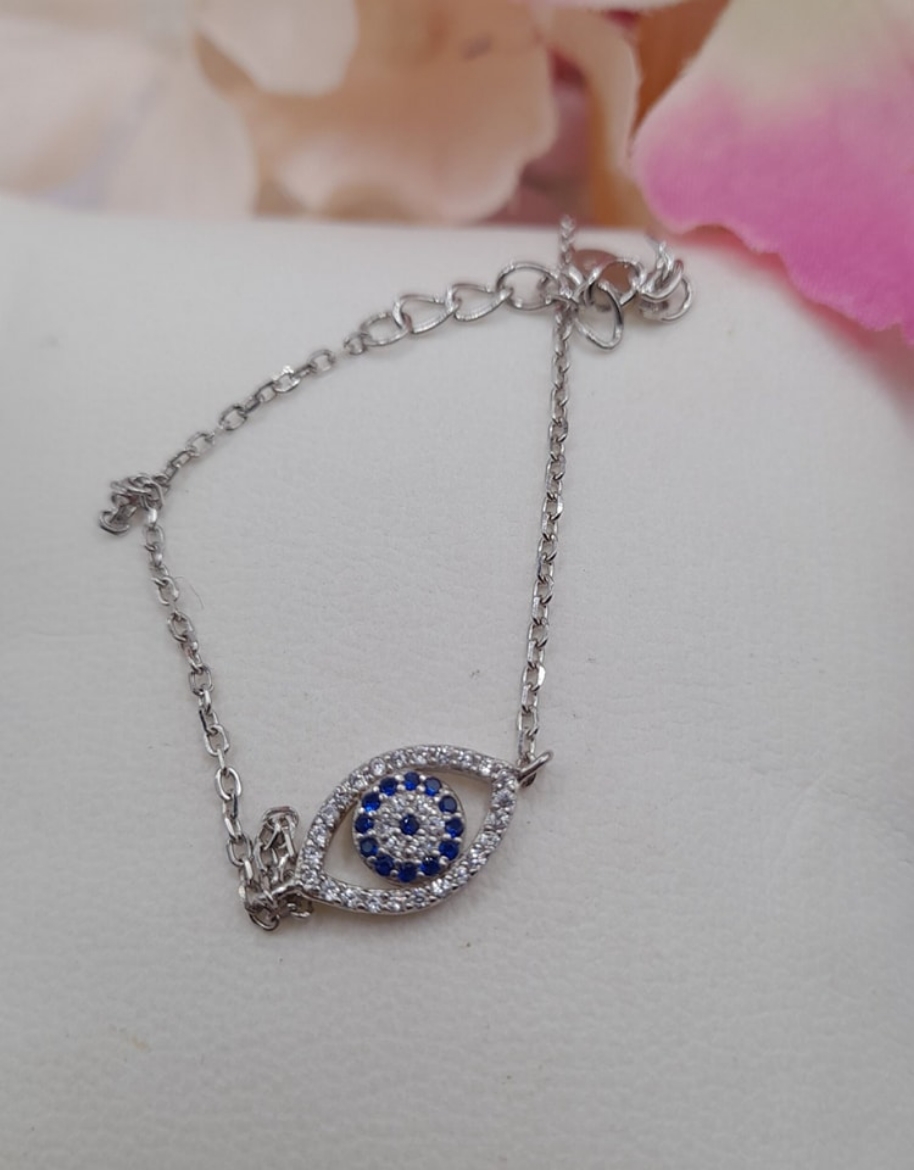 Imagem de Pulseira em Prata com Olho Turco e zircónias 