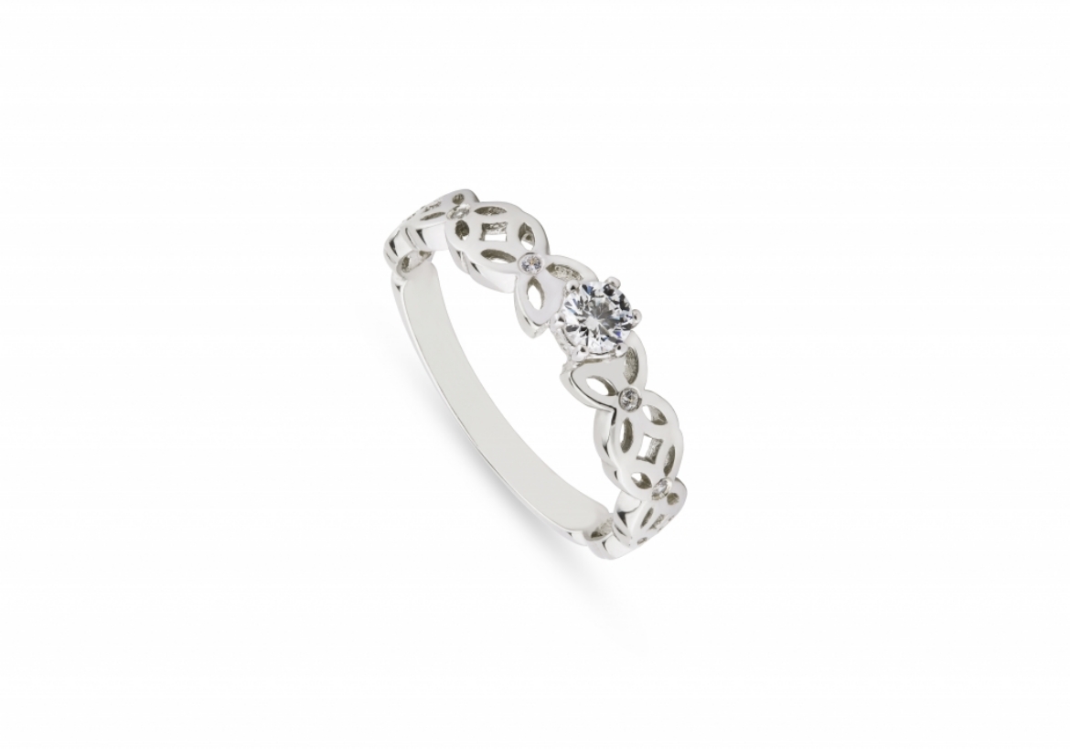 Imagem de Anel em Ouro Branco 19,2k com Diamantes Naturais 