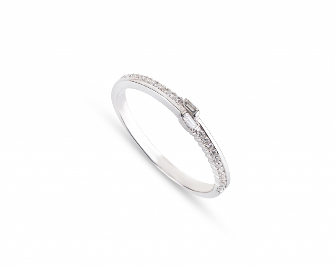 Imagem de Anel Aparador em Ouro Branco 19,2k com Diamantes Naturais 