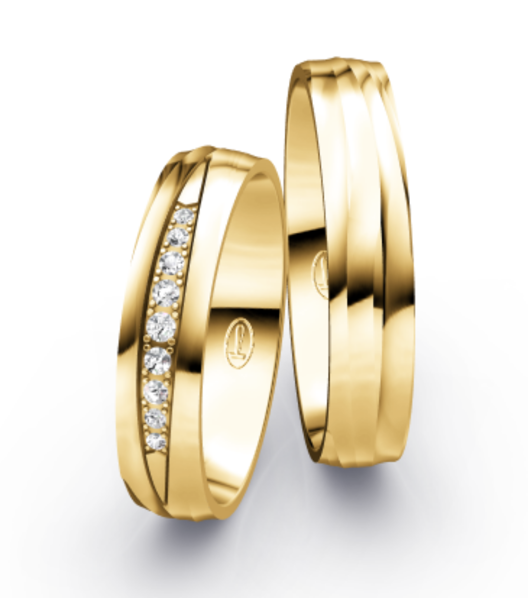 Imagem de Aliança Saudade em Ouro 14k com 4,5mm de largura e Diamantes Naturais