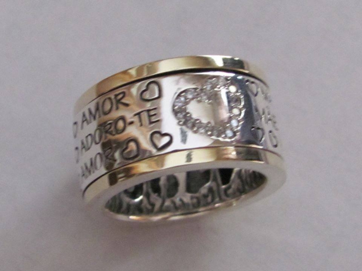 Imagem de Anel em Prata e Ouro 9k com 10mm - adoro-te Mãe