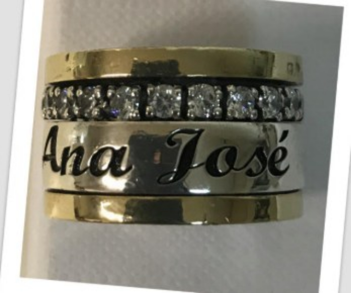 Imagem de Anel em Prata e Ouro 9k Personalizado com 15mm de largura 