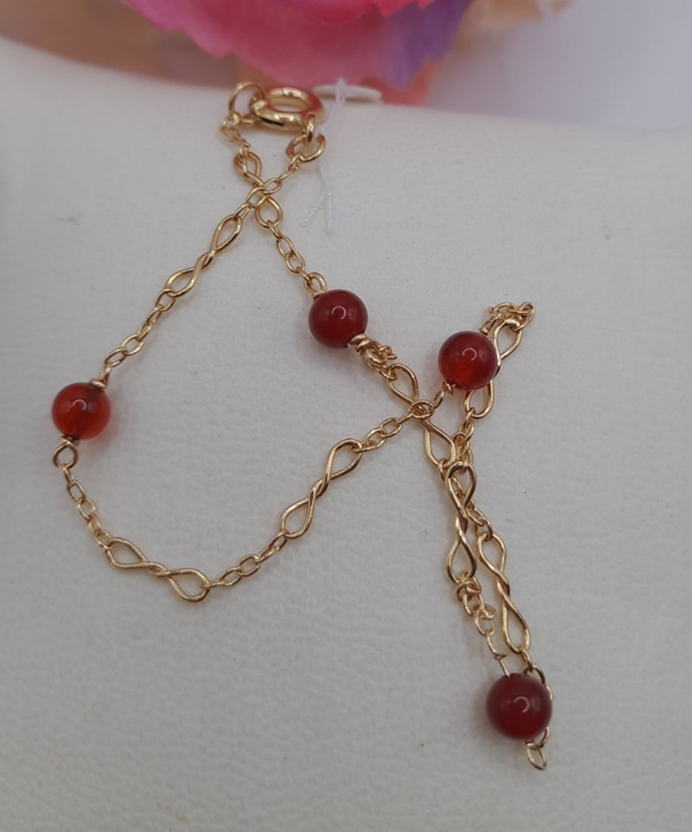 Imagem de Pulseira em Ouro 19.2k com 2g e Pedras Naturais encarnadas