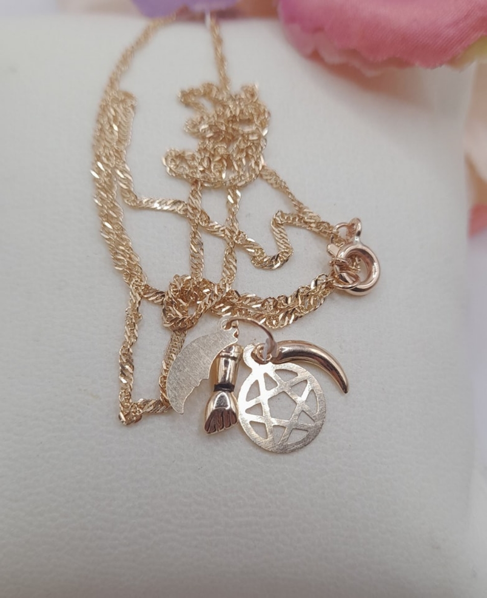Imagem de Fio em Ouro 9k  com 45cm  e 1.5g + signo saimao em Ouro 9k