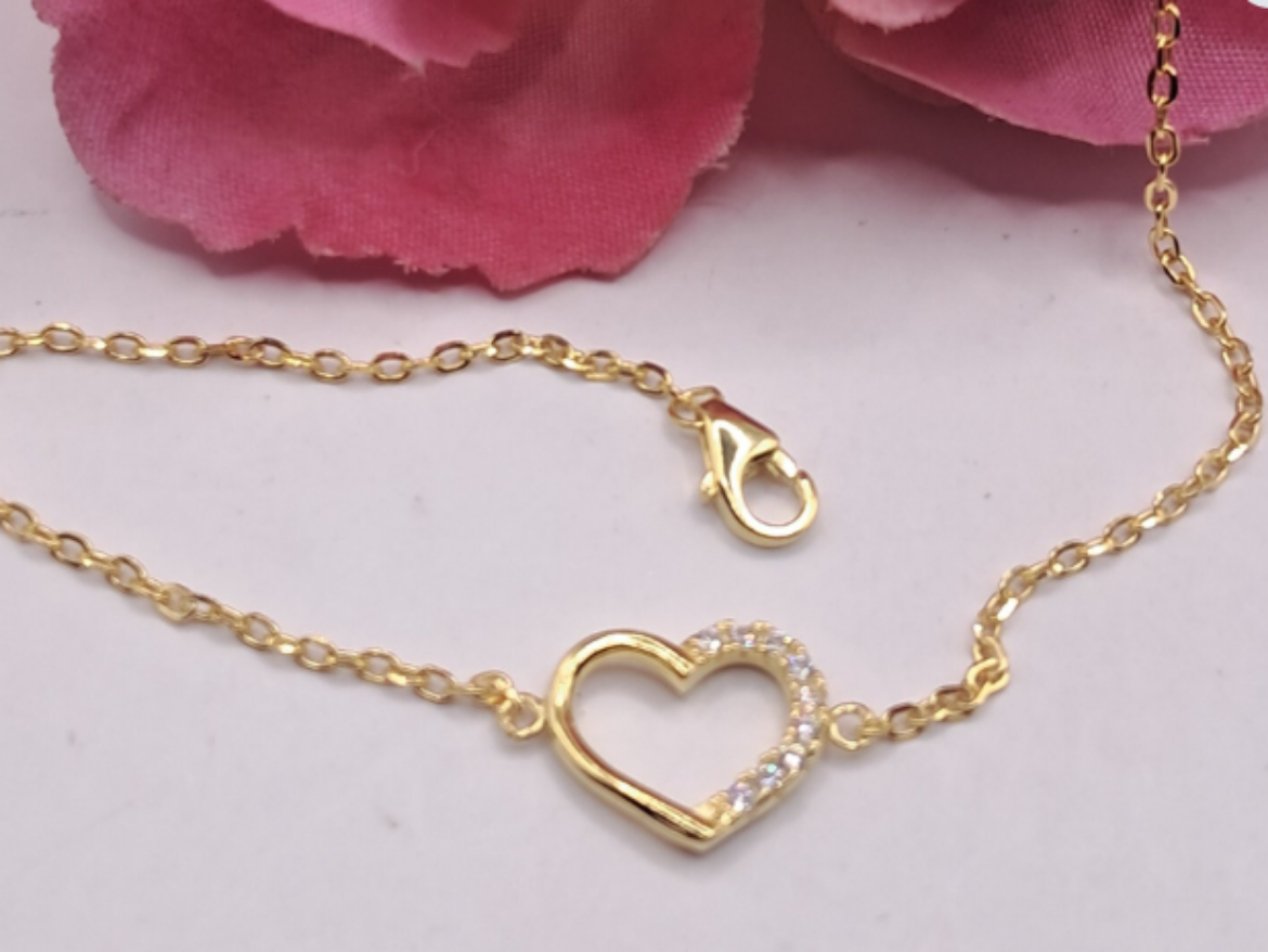 Imagem de Pulseira em Prata Dourada com Zirconias