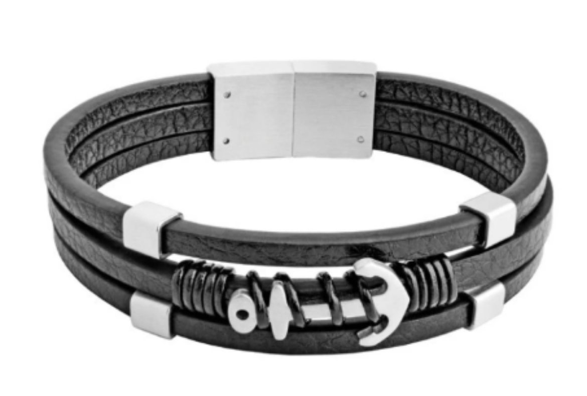 Imagem de Pulseira em Aço 316L e Pele